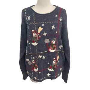 Victoria Jones Womens L Ugly Christmas Sweater Novelty Snowman Winter Holiday